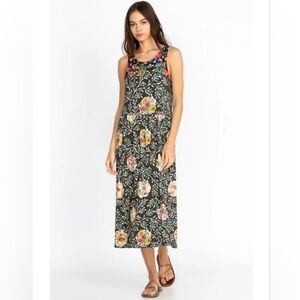 ❤️ NWOT! JOHNNY WAS KASHIM EASY FIT BLACK BOHO MIDI JERSEY DRESS, SMALL